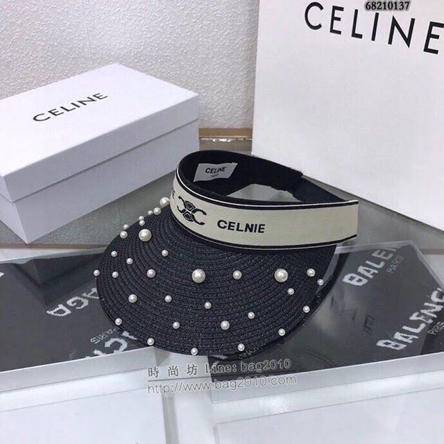 CELINE女士帽子 賽琳珍珠草帽空頂帽遮陽帽  mm1105